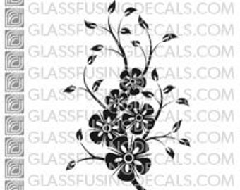 Flower Vine -  Glass Fusing Decal for Glass, Ceramics, and Enamelling