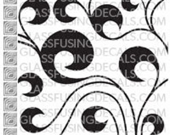 Large Swirls - Glass Fusing Decal for Glass or Ceramics - Medium 4x4
