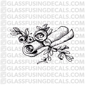 Flower Scroll Glass Fusing Decal for Glass or Ceramics