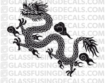 Dragon 1 - Glass Fusing Decal for Glass, Ceramics, and Enamelling