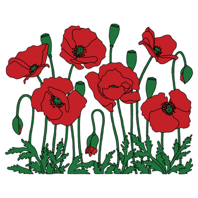 Large Colour Poppy Decal for Glass or Ceramics Medium 4x4 image 1