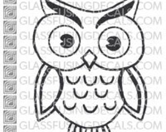 Fun Owl 2 -  Glass Fusing Decal for Glass, Ceramics, and Enamelling