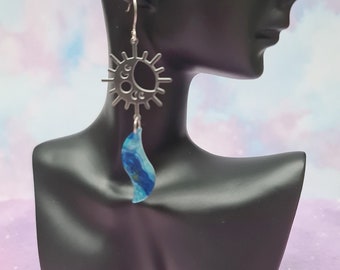 boucles d'oreilles petite lune bleue