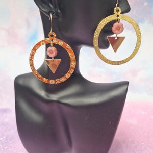 round gold floral earrings