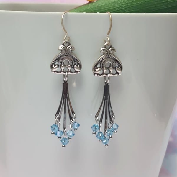 boucles d'oreilles  cascade de diamant de cristal