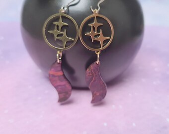 boucles d'oreilles petite etoile rosée rouge