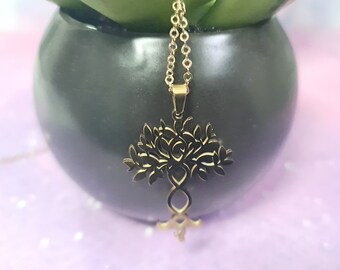 collier arbre de vie doré