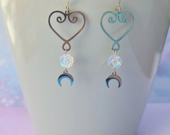 boucles d'oreilles petit coeur de verre