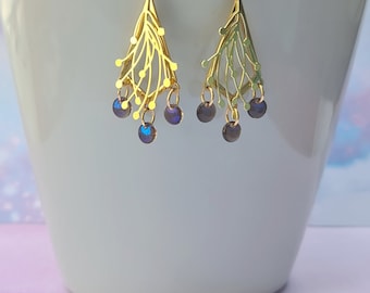 blue fall foliage earrings