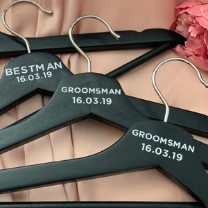 Wedding Party Coat Hangers - Personalised Black Minimalistic