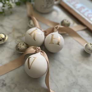 Initial Ceramic Bauble Ornament White