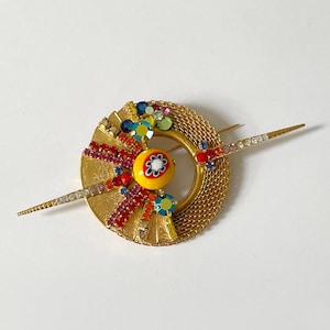 XL Gold vermeil Swarovski crystal Brooch, Crystal brooch pin, Large statement brooch
