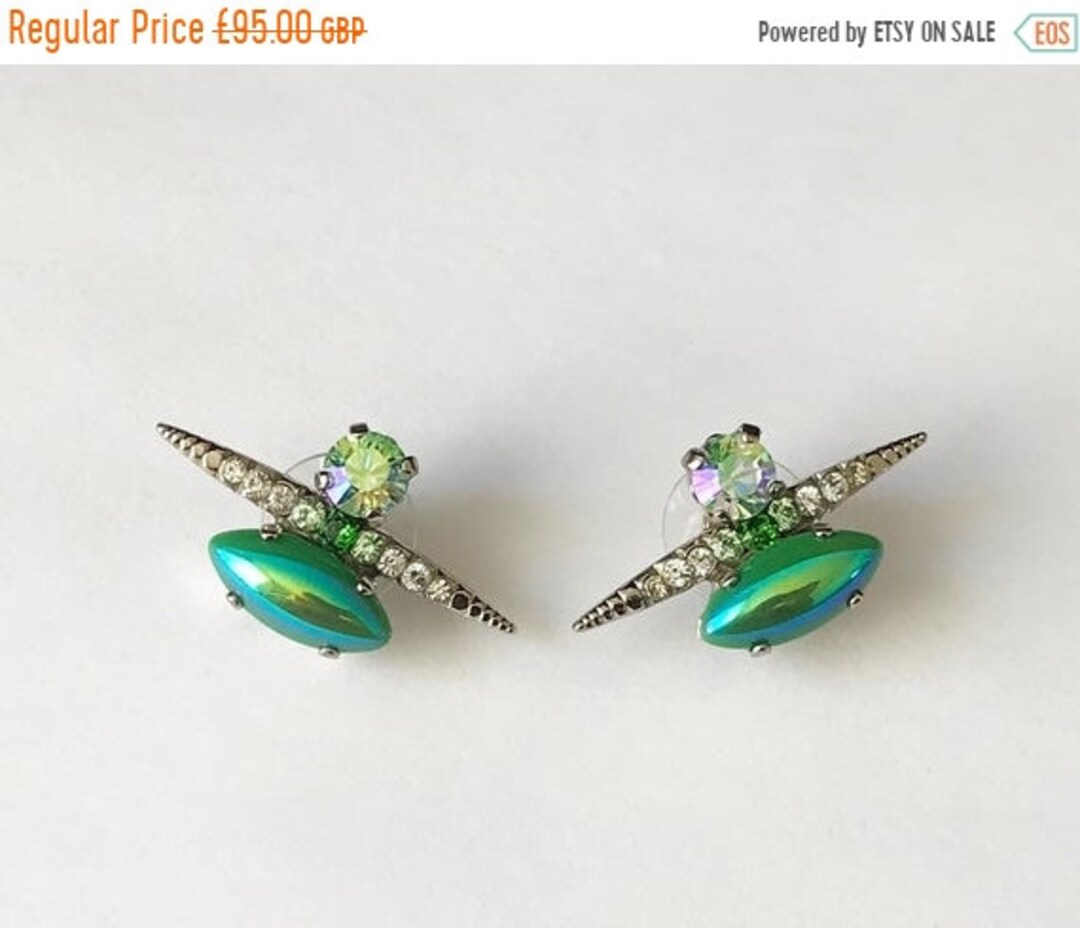 ON SALE Swarovski Green Earrings Green Studs Swarovski Stud - Etsy UK