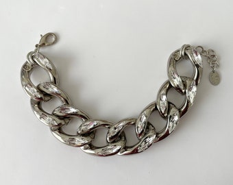 Chunky chain & crystal bracelet, Swarovski crystal bracelet, Chain jewelry