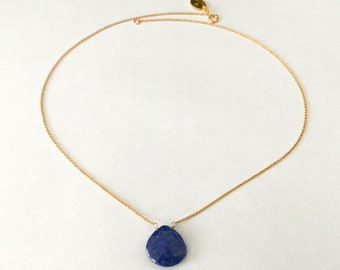Lapis Lazuli Choker, 24k Gold Vermeil Chain, Boho Necklace