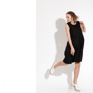 Schwarzes Leinenkleid / Langes Leinenkleid / Umstandskleid / Leinenkleid / Oversized Kleid / Schwarzes Maxikleid / Locker sitzendes Kleid