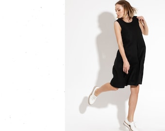 Black Linen Dress / Long Linen Dress / Maternity Dress / Linen Loose Maxi Dress / Oversized Dress / Black Maxi Dress / Loose-fitting Dress