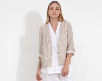 Linen Blazer / Linen Jacket / Linen Cardigan / Flax Summer Jacket  / Loose Jacket / Loose Cardigan / Summer Blazer / Linen Blazer