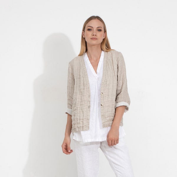 Linen Blazer / Linen Jacket / Linen Cardigan / Flax Summer Jacket  / Loose Jacket / Loose Cardigan / Summer Blazer / Linen Blazer