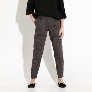 Tapered linen and wool pants