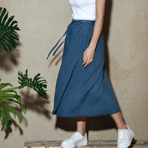 Custom-Made Wrapped Up Linen Skirt Casual Linen Skirt Summer Skirt Loose-fitting Skirt Flax Skirt Long Skirt In Linen image 1