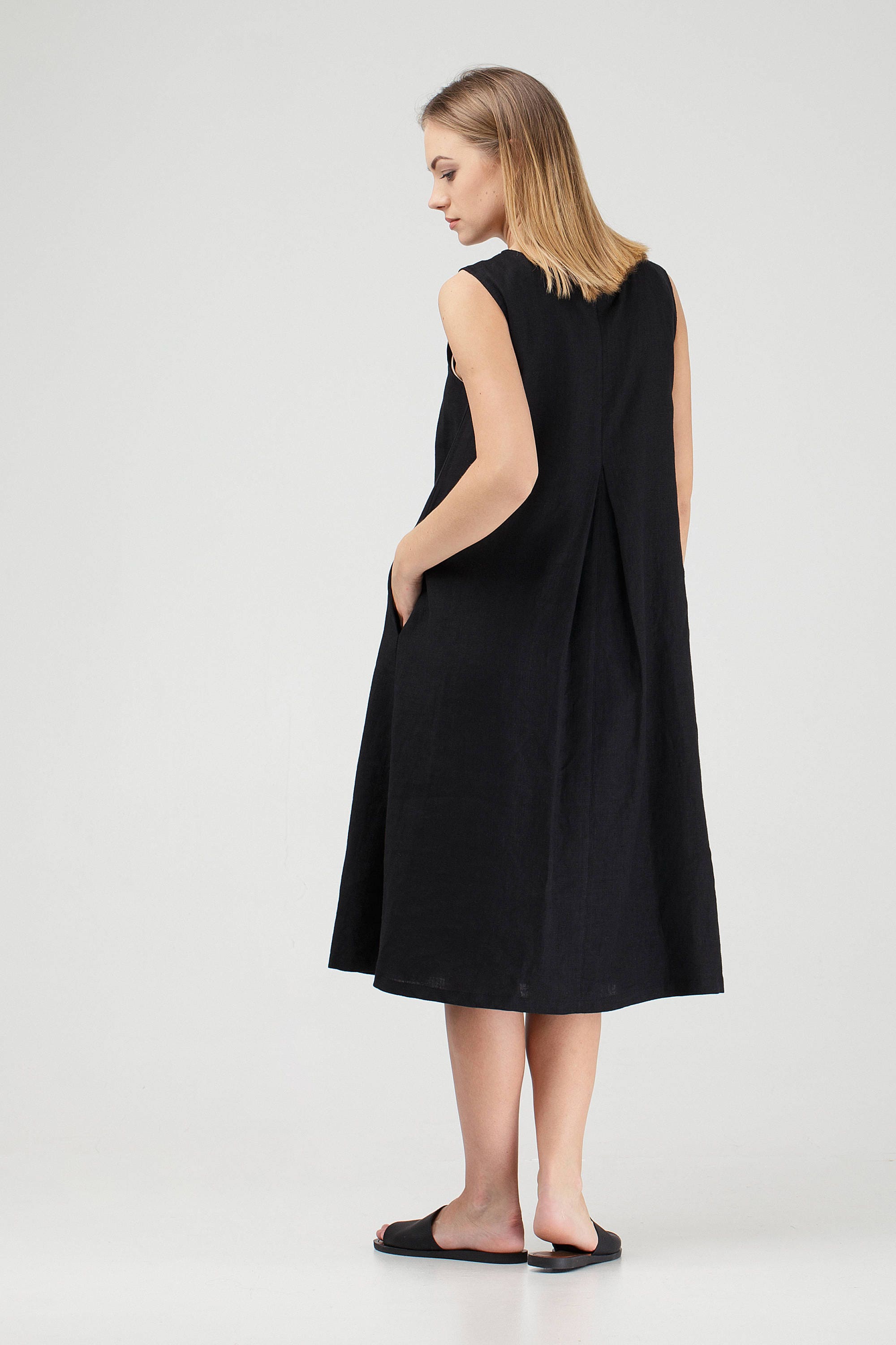 Custom Linen Dress / Black Linen Dress / Long Linen Dress / - Etsy