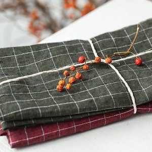 Leinen Küchenhandtücher Set | Leinen Geschirrhandtücher | Leinen Geschenk für Küche| Leinen Textil | Kariertes Geschirrtuch | Geschirrtuch im Leinen