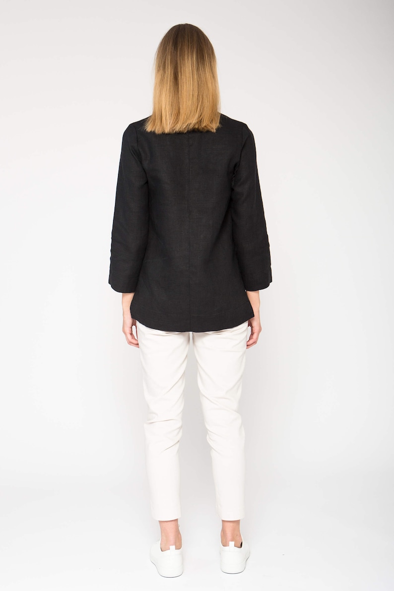 Sloane Linen Top in Black