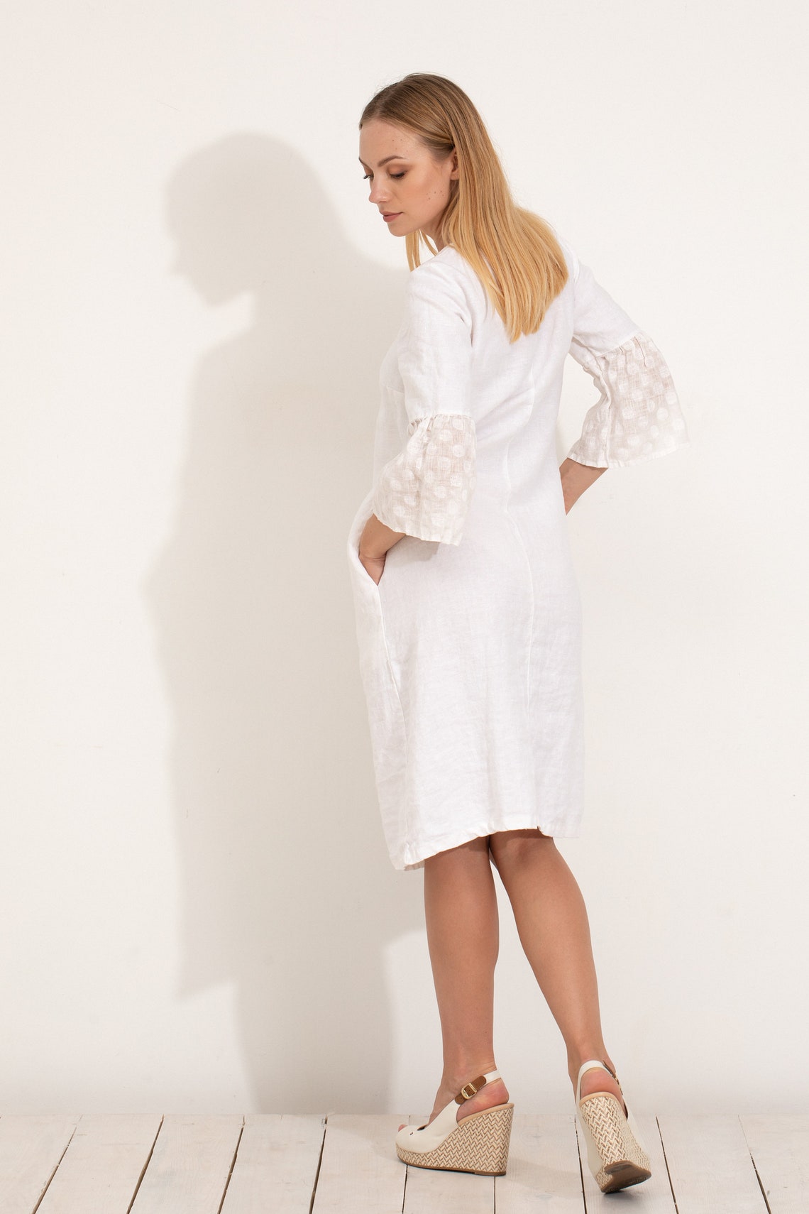 long white linen dresses with sleeves