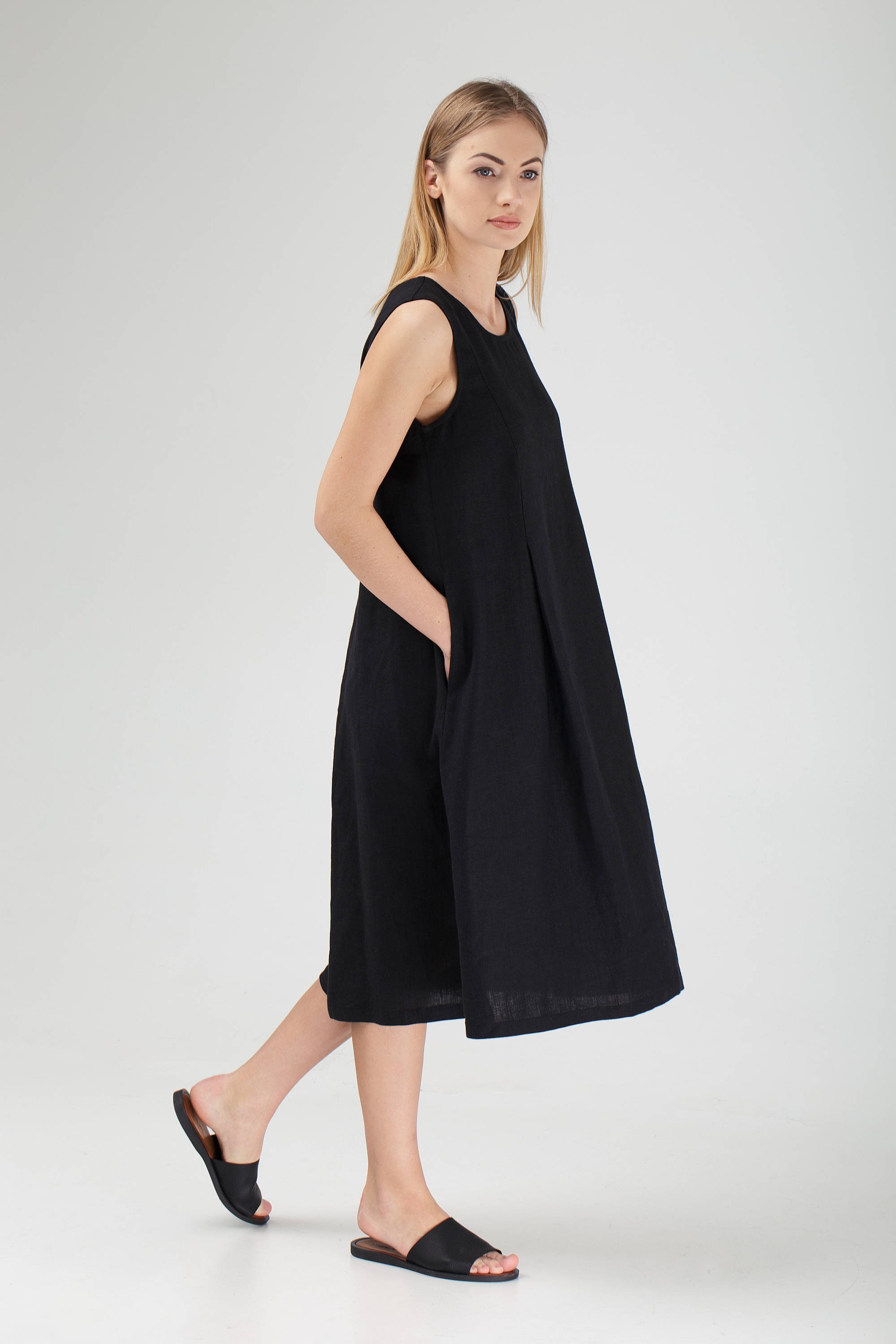 Custom Linen Dress / Black Linen Dress / Long Linen Dress / - Etsy