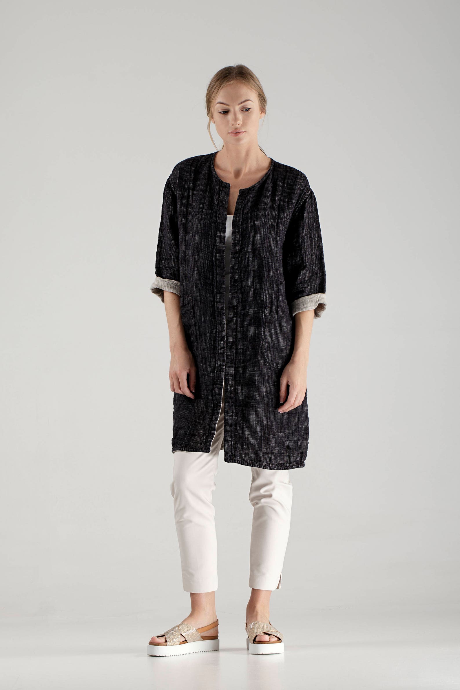 Long Linen Jacket / Black Linen Cardigan / Loose Linen Jacket Etsy