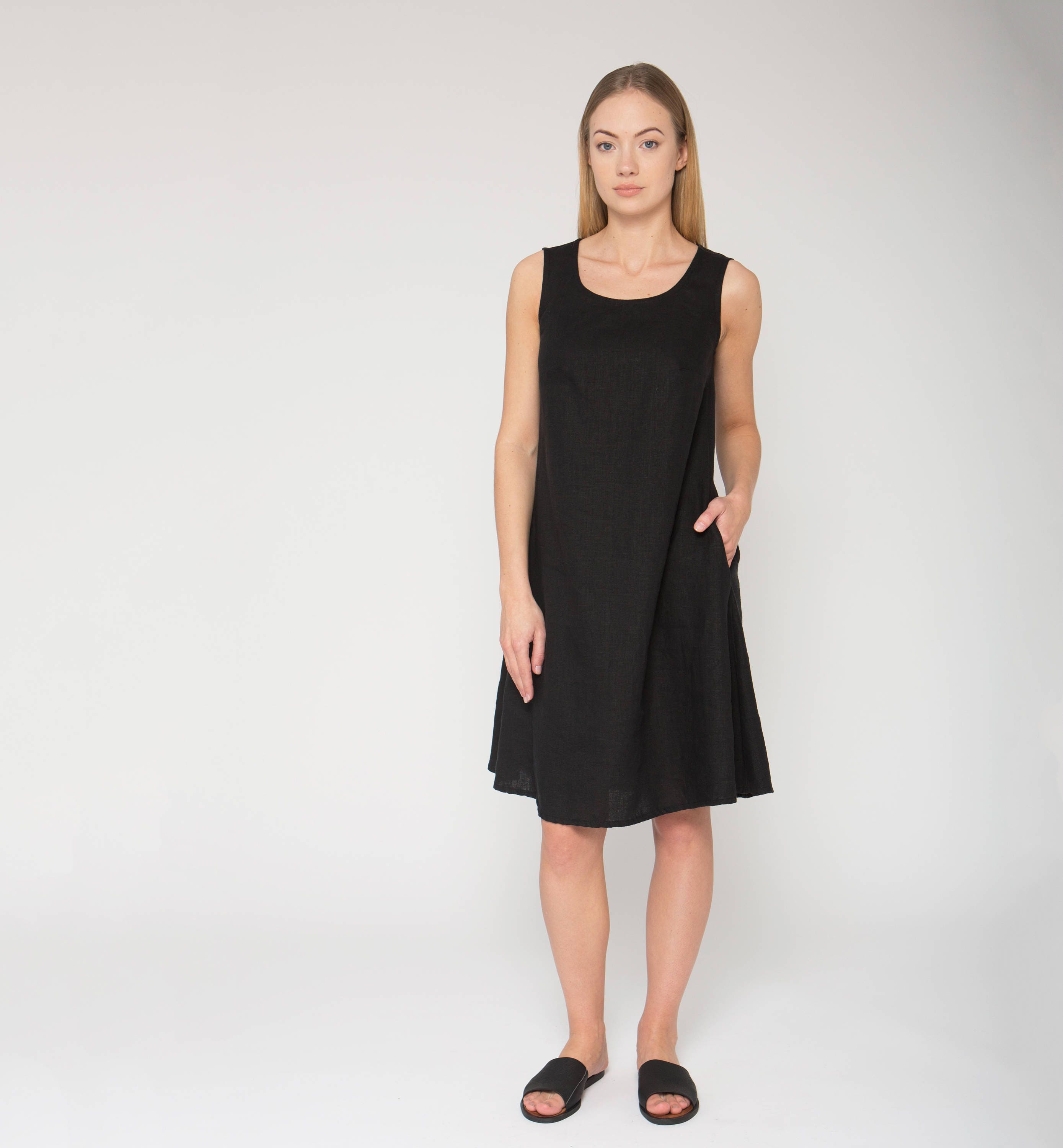 sleeveless black frock