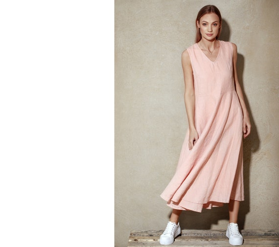 Custom-made Long Linen Dress / Loose Fitting Maxi Dress / Loose Maxi Dress  / Summer Loose Dress / Oversized Dress / Pink Dress / Loose Fit - Etsy