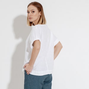 Weißes Leinen Top / Locker sitzendes Top im Leinen / Sommer Top / Flachs Top / Weiße LeinenBluse / Oversize Top / Boxy Top im Leinen Bild 5