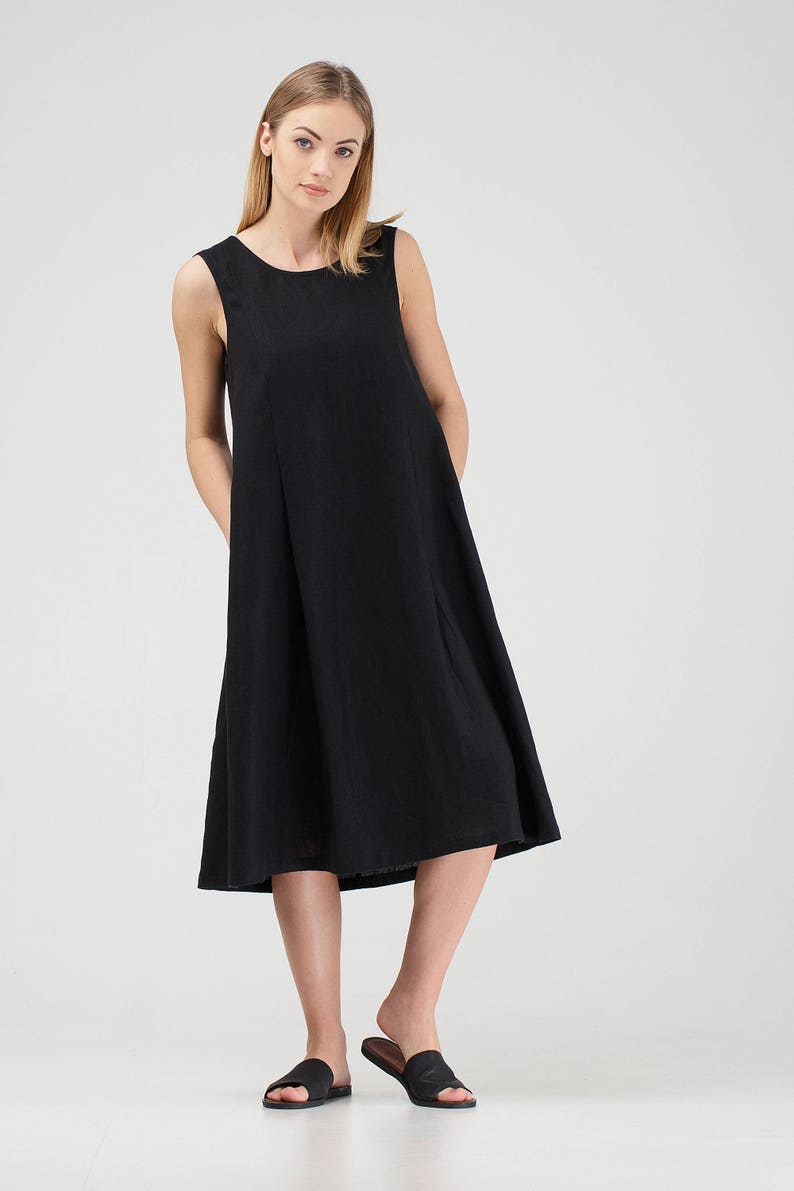 Custom Linen Dress / Black Linen Dress / Long Linen Dress / - Etsy