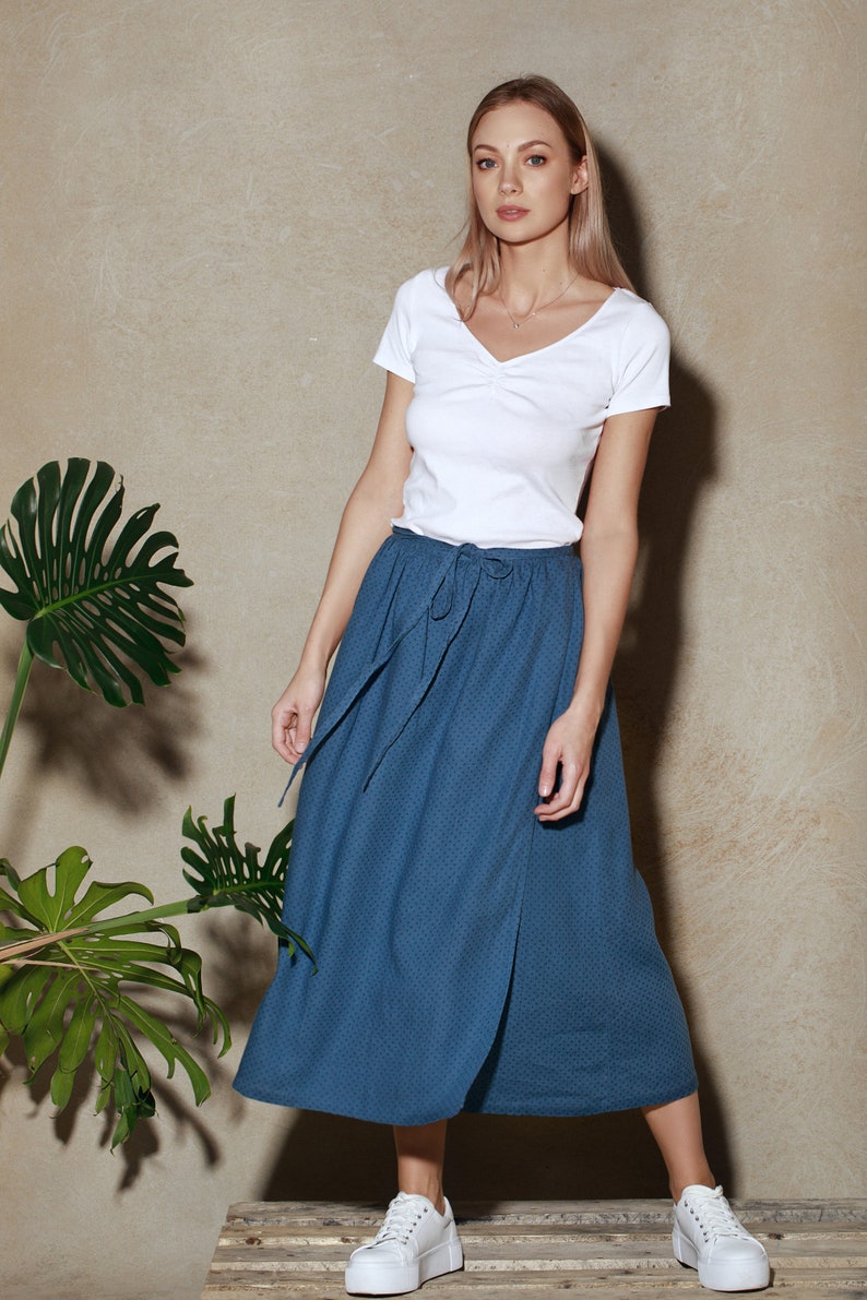 Custom-Made Wrapped Up Linen Skirt Casual Linen Skirt Summer Skirt Loose-fitting Skirt Flax Skirt Long Skirt In Linen image 2