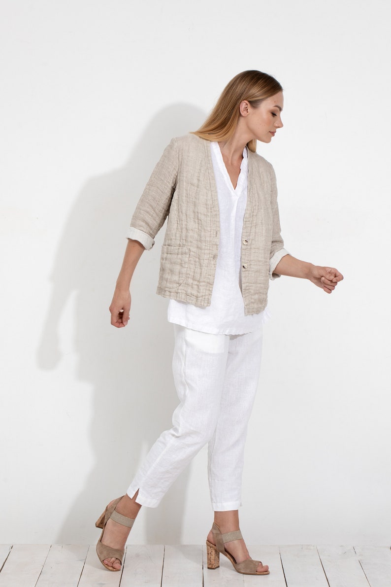 Linen Blazer / Linen Jacket / Linen Cardigan / Flax Summer Etsy Australia