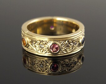 Ring 750/- Art deco with sapphires and diamonds