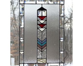 Panneau de vitrail phare de style prairie