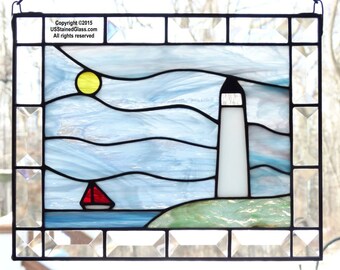 Panneau de vitrail pour phare et voilier avec biseaux