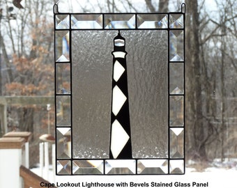 Panneau en verre teinté Lighthouse avec biseaux de Cape Lookout
