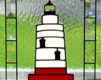 Panneau en verre teinté Lighthouse avec biseaux à Sleepy Hollow