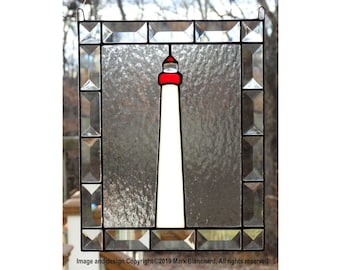Panneau de vitrail Cape May Lighthouse avec biseaux