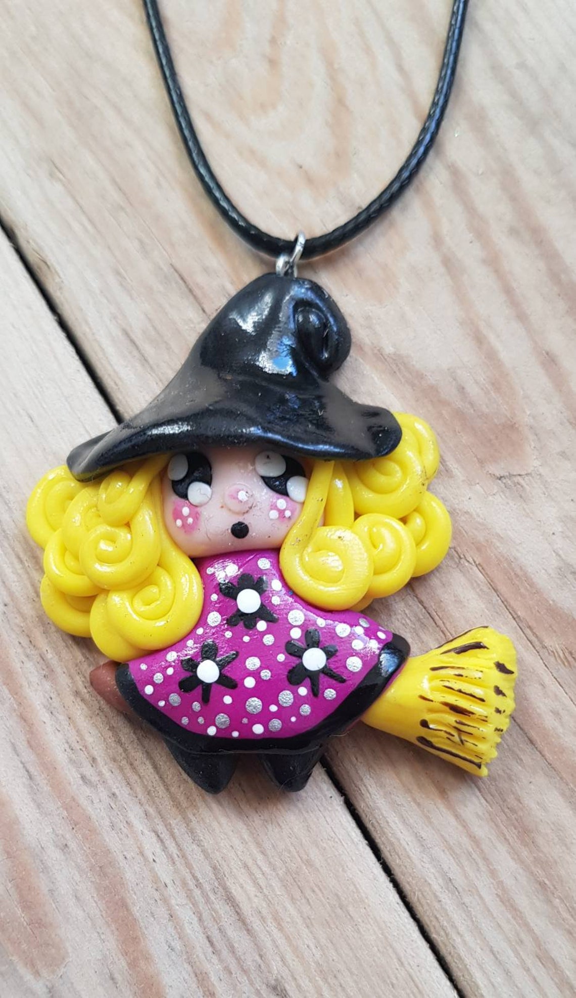 Witch Charm Pendant Necklace. Witch Gift. Hand Made Polymer Etsy