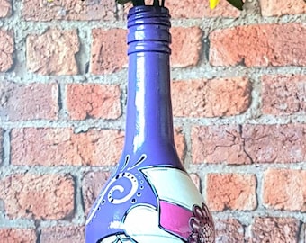 Hand painted Mexican Day of the Dead bottle. Vase. Sugar skull gift. Day of the Dead art. Mexican folk art. Sugar skull decor. Table decor.