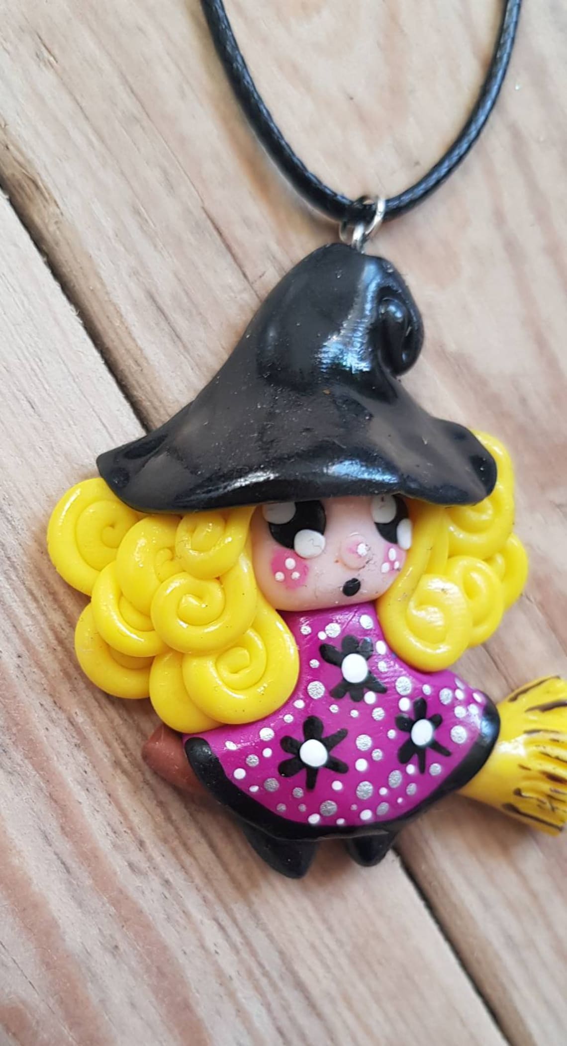 Witch Charm Pendant Necklace. Witch Gift. Hand Made Polymer Etsy