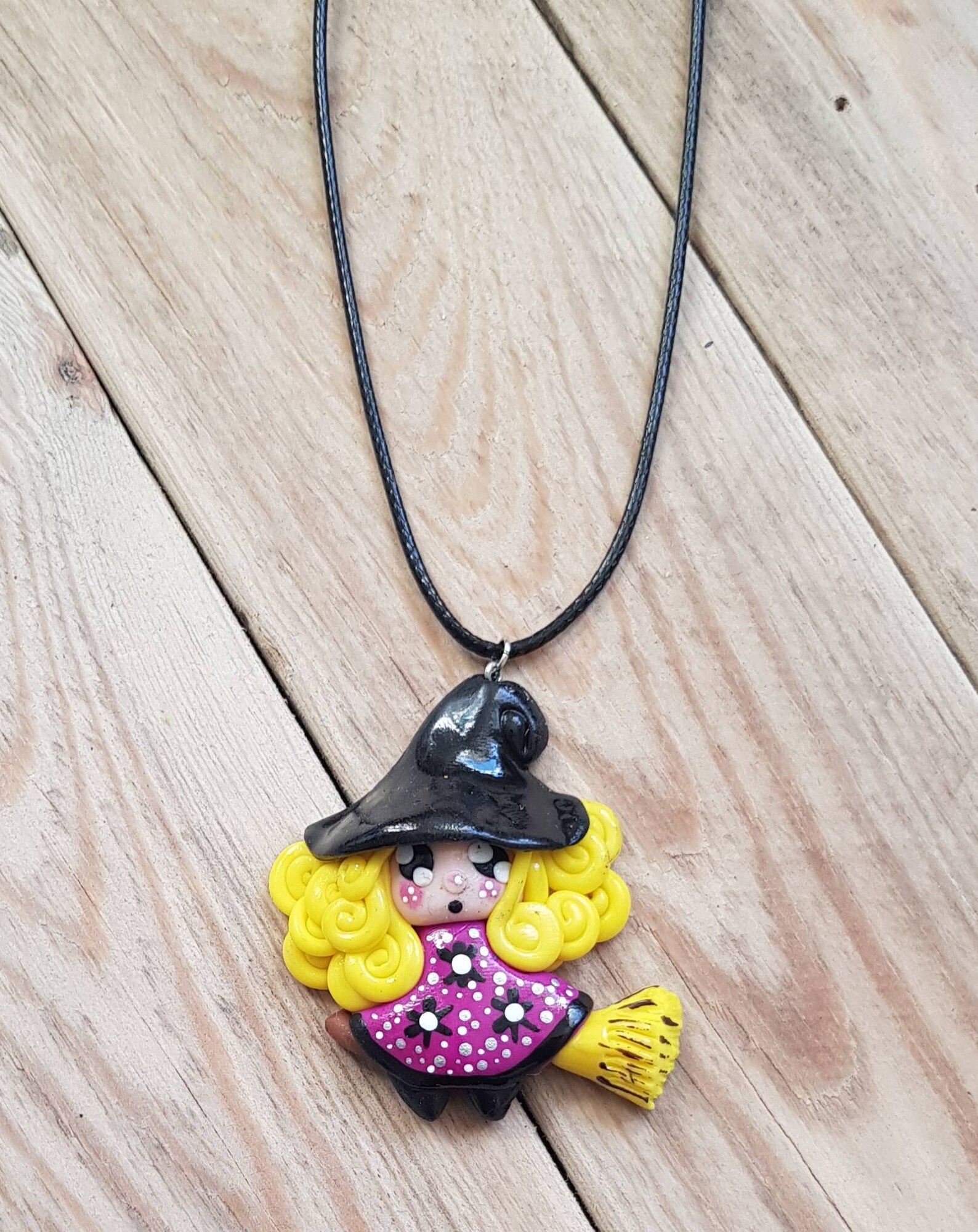 Witch Charm Pendant Necklace. Witch Gift. Hand Made Polymer Etsy