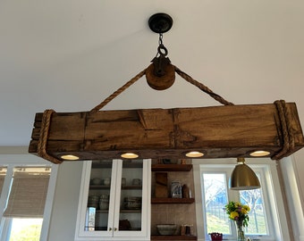 Rustic Handcrafted Beam with 4/5 LED Recessed Lights