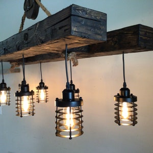 5’ Double Barn Beam with 8 Metal Cage Lights