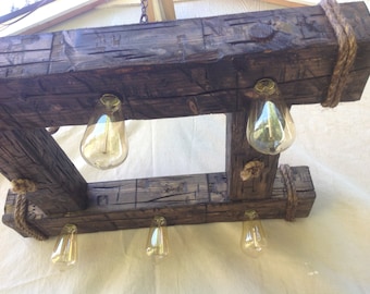 Country Style Barn Beam Rustic Light with Edison Bulbs